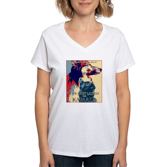 CafePress - Fur Baby Ladies Women's V Neck T Shirt - Womens Cotton V-Neck T-shirt
