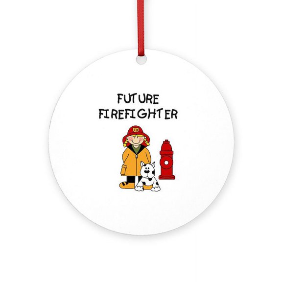 CafePress - Future Firefighter (Girl) - Round Wood Ornament 4"