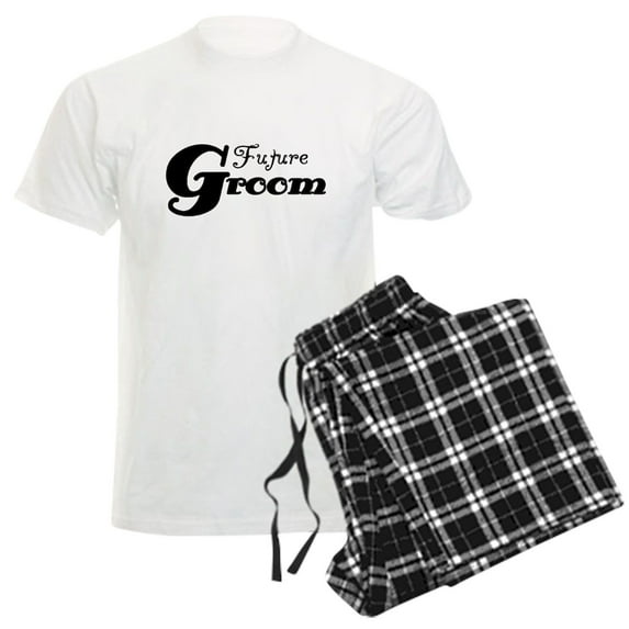 CafePress - Future Groom Black Men's Light Pajamas - Men's Light Loose Fit Cotton Pajama Set