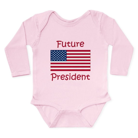 CafePress - Future President USA Flag Body Suit - Long Sleeve Cotton Baby Bodysuit