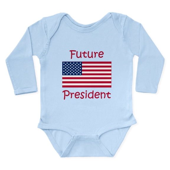 CafePress - Future President USA Flag Body Suit - Long Sleeve Cotton Baby Bodysuit