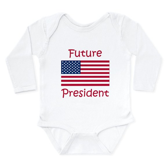 CafePress - Future President USA Flag Body Suit - Long Sleeve Cotton Baby Bodysuit