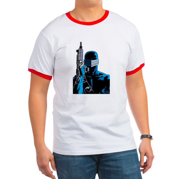 CafePress - G.I. Joe Snake Eyes With Gun Men's Ringer T Shirt - 100% Cotton Ringed T-Shirt