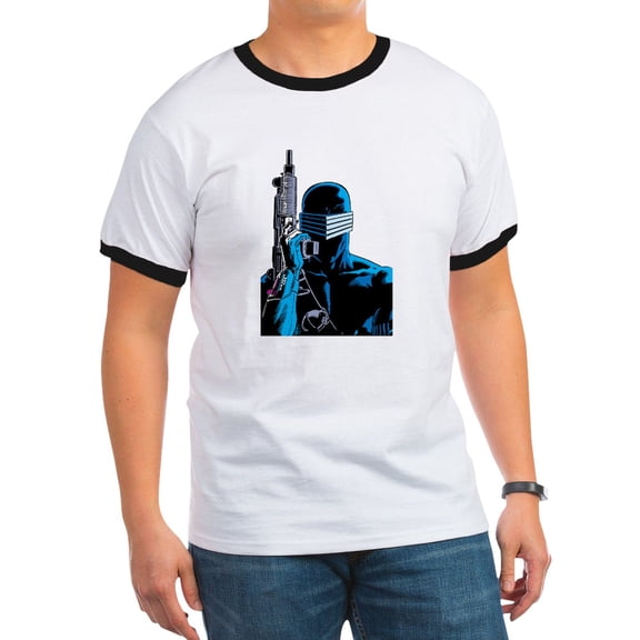 CafePress - G.I. Joe Snake Eyes With Gun Men's Ringer T Shirt - 100% Cotton Ringed T-Shirt