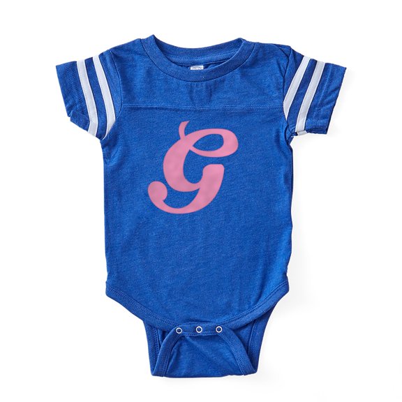 CafePress - G Pink Initial_Tr - Cute Infant Baby Football Bodysuit
