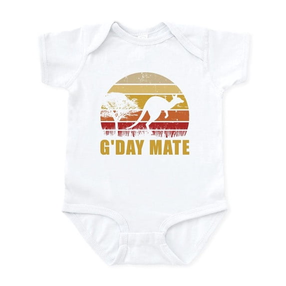 CafePress - G'day Mate Kangaroo Vintage Body Suit - Baby Light Bodysuit, Size Newborn - 24 Months