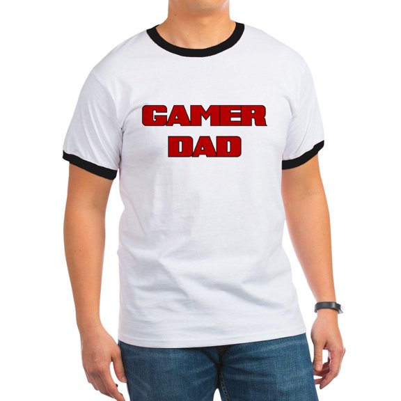 CafePress - GAMER DAD T Shirt - 100% Cotton Ringed T-Shirt