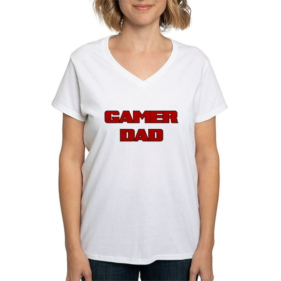 CafePress - GAMER DAD T Shirt - Womens Cotton V-Neck T-shirt