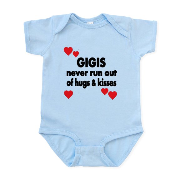 CafePress - GIGIS NEVER RUN OUT OF HUGS KISSES Body Suit - Baby Light Bodysuit, Size Newborn - 24 Months