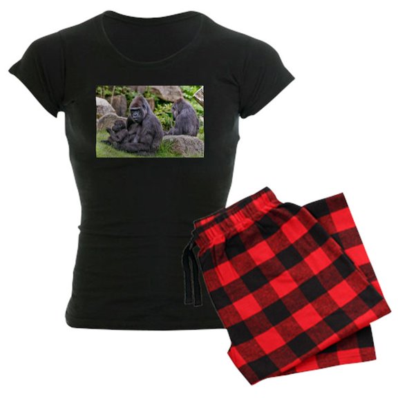 CafePress - GORILLA AND BABY - Women's Dark Pajamas