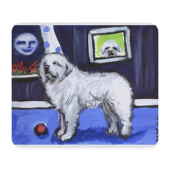 CafePress - GREAT PYRENEES Smiling Moon Mousepad - Non-slip Rubber Mousepad, Gaming Mouse Pad