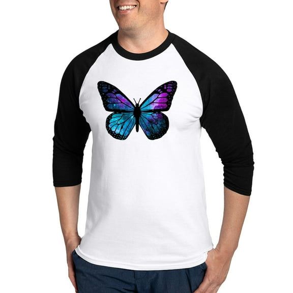 CafePress - Galactic Butterfly Baseball Jersey - Cotton Baseball Jersey, 3/4 Raglan Sleeve Shirt