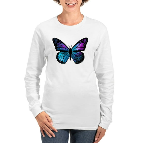 CafePress - Galactic Butterfly Long Sleeve T Shirt - Women's Long Sleeve Graphic Casual T-Shirt