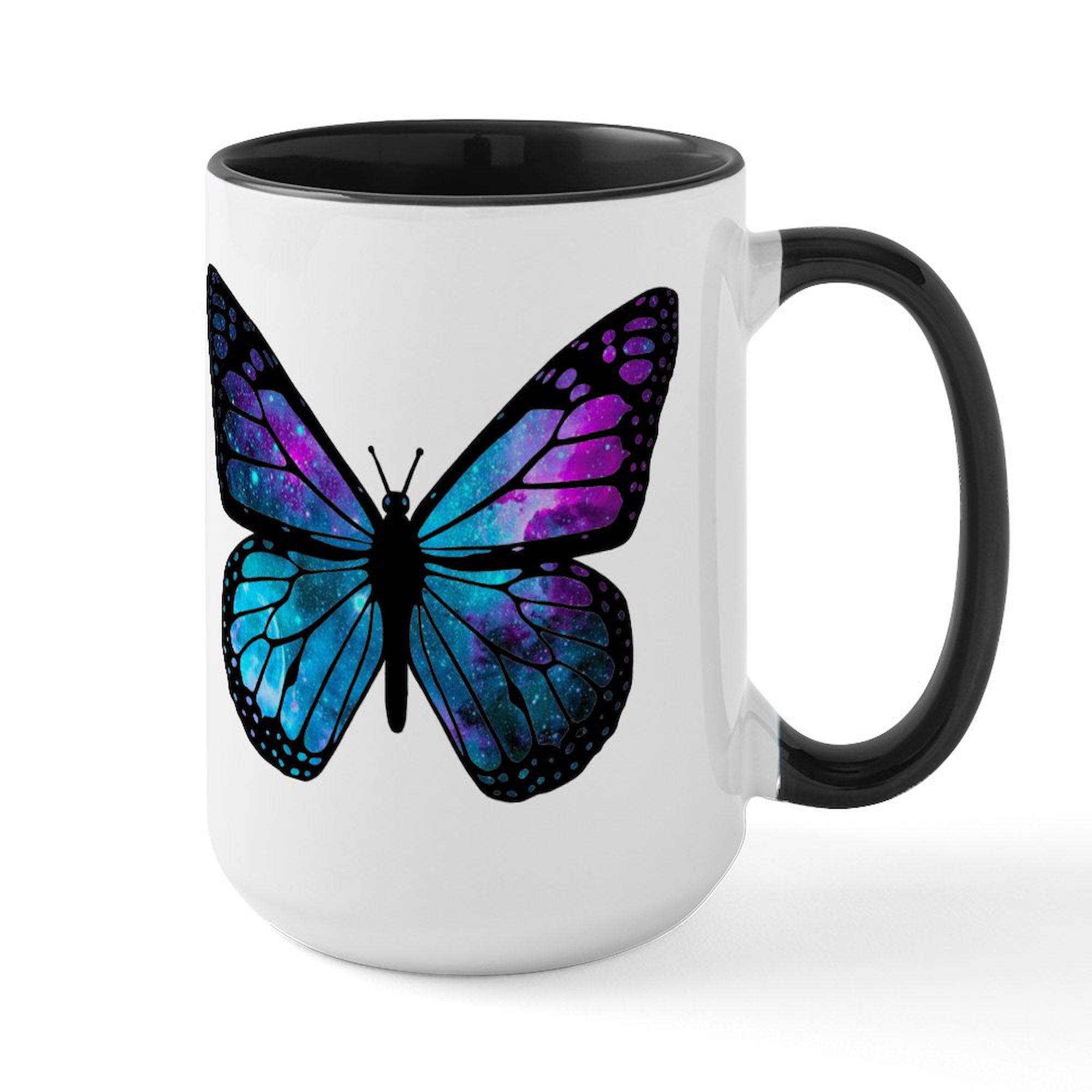 CafePress - Galactic Butterfly Mugs - 15 oz Ceramic Large White Novelty Mug