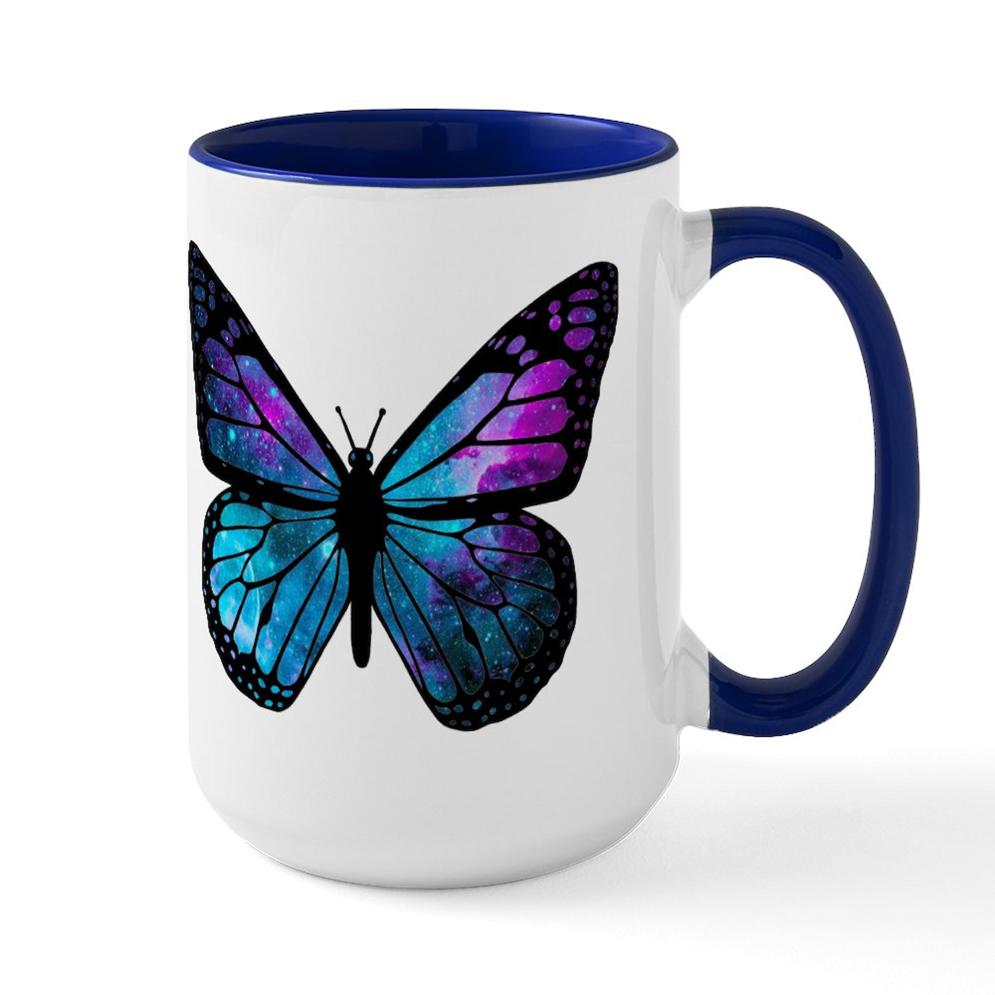 CafePress - Galactic Butterfly Mugs - 15 oz Ceramic Large White Novelty Mug