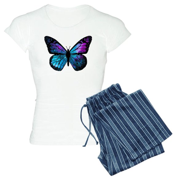 CafePress - Galactic Butterfly Pajamas - Women's Short Sleeve Print T-Shirt and Pants Light Cotton Pajama Set