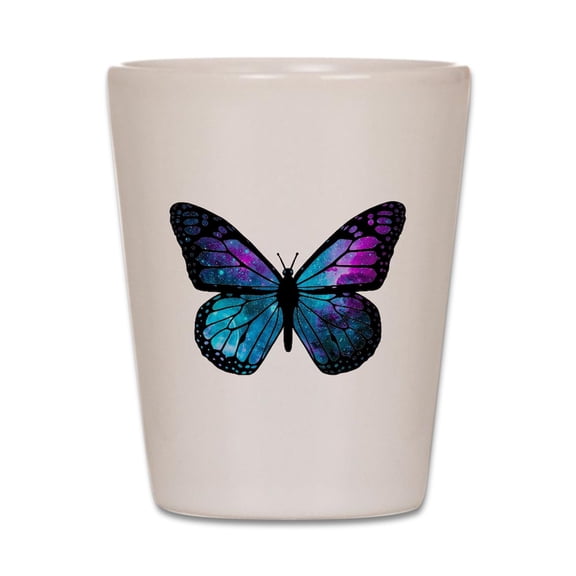 CafePress - Galactic Butterfly - White Shot Glass, Unique and Funny Shot Glass