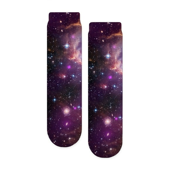 CafePress - Galaxy Stars Space Nebula Pink Purple Nasa Photo P - Unisex Novelty Printed Crew Adult Socks