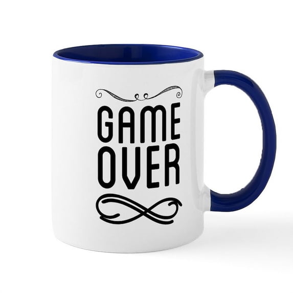 CafePress - Game Over Mugs - 11 oz Ceramic Mug - Novelty Coffee Tea Cup