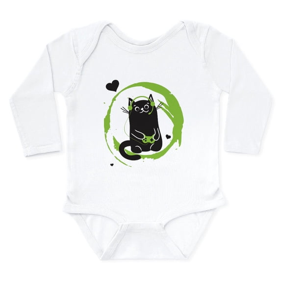 CafePress - Gamer Cat Body Suit Long Sleeve Infant Bodysuit - Long Sleeve Cotton Baby Bodysuit