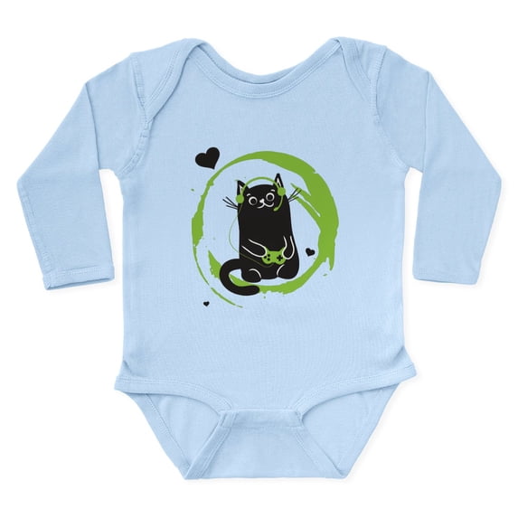 CafePress - Gamer Cat Body Suit Long Sleeve Infant Bodysuit - Long Sleeve Cotton Baby Bodysuit