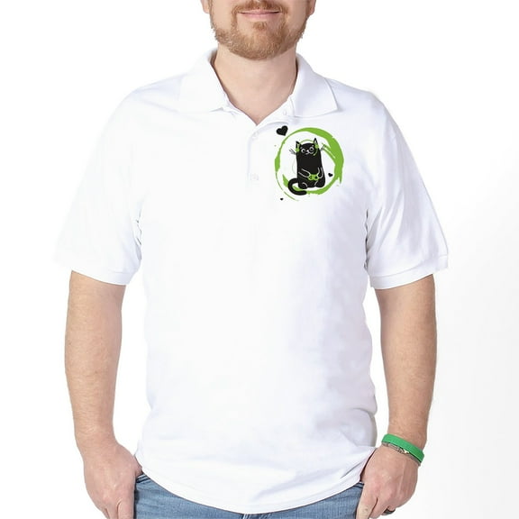CafePress - Gamer Cat Golf Shirt - Golf Shirt, Pique Knit Golf Polo