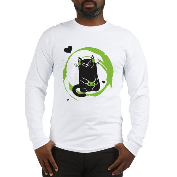 CafePress - Gamer Cat Long Sleeve T Shirt - Unisex Cotton Long Sleeve T-Shirt