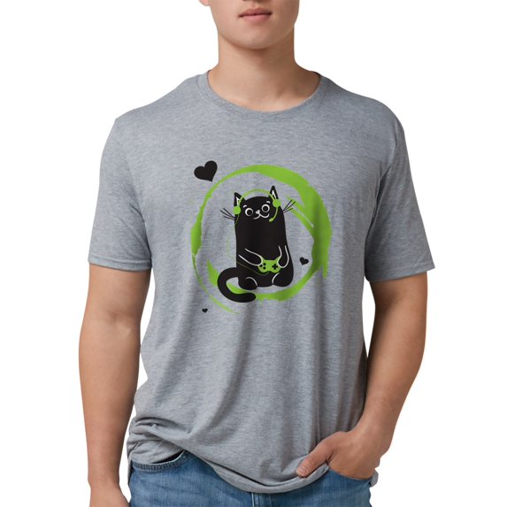 CafePress - Gamer Cat Men's Deluxe T Shirt - Mens Tri-blend T-Shirt