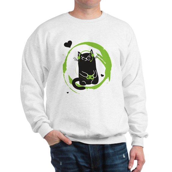 CafePress - Gamer Cat Sweatshirt - Crew Neck Sweatshirt