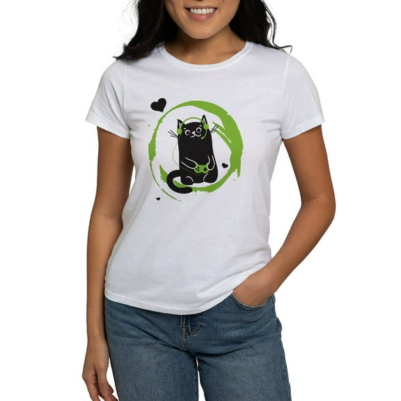 CafePress - Gamer Cat Women's T Shirt - Women's Classic T-Shirt
