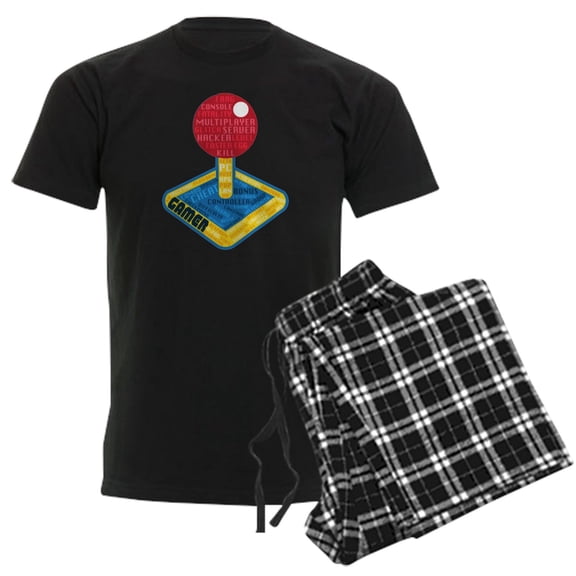 CafePress - Gamer Joystick Men's Dark Pajamas - Men's Dark Loose Fit Cotton Pajama Set