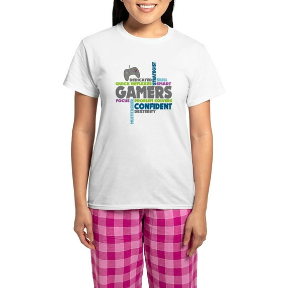 CafePress - Gamers Pajamas - Women's Short Sleeve Print T-Shirt and Pants Light Cotton Pajama Set