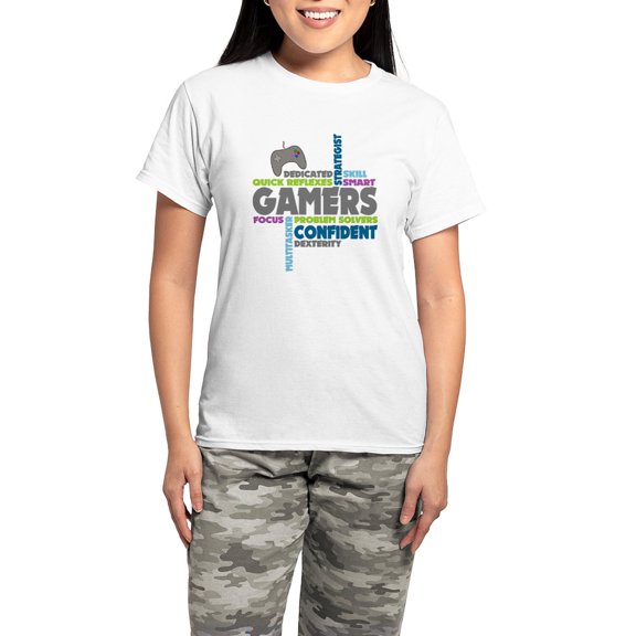CafePress - Gamers Pajamas - Women's Short Sleeve Print T-Shirt and Pants Light Cotton Pajama Set