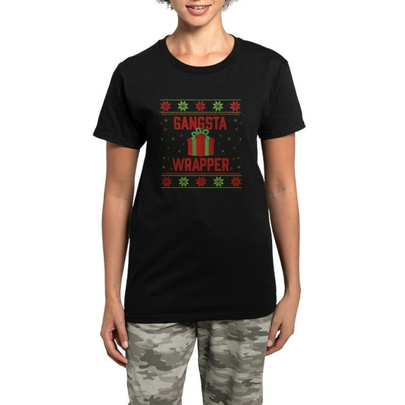CafePress - Gangsta Wrapper Women's Dark Pajamas - Women's Short Sleeve Print T-Shirt and Pants Dark Cotton Pajama Set