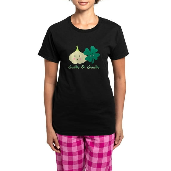 CafePress - Garlic &Amp; Gaelic Women's Dark Pajamas - Women's Short Sleeve Print T-Shirt and Pants Dark Cotton Pajama Set