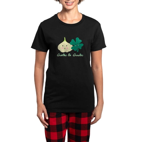 CafePress - Garlic &Amp; Gaelic Women's Dark Pajamas - Women's Short Sleeve Print T-Shirt and Pants Dark Cotton Pajama Set