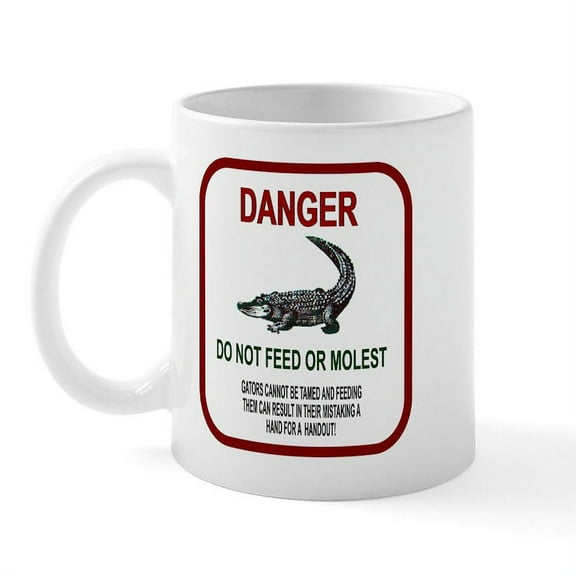 CafePress - Gator Danger Mug - 11 oz Ceramic Mug - Novelty Coffee Tea Cup