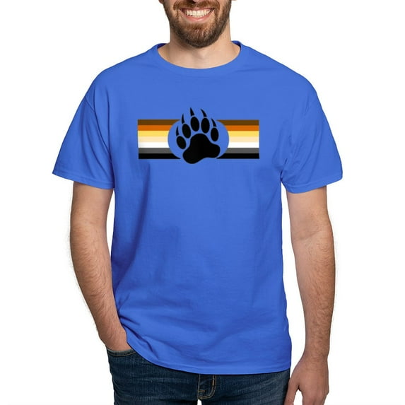 CafePress - Gay Bear Pride Stripes Bear Paw T Shirt - Men's Classic Graphic Cotton T-Shirt