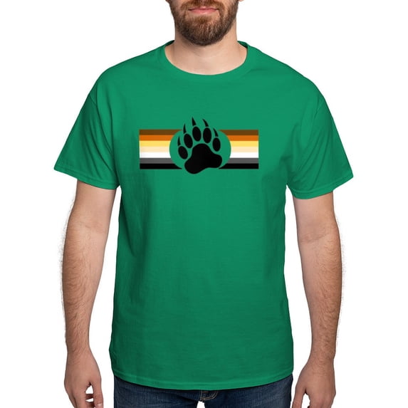 CafePress - Gay Bear Pride Stripes Bear Paw T Shirt - Men's Classic Graphic Cotton T-Shirt