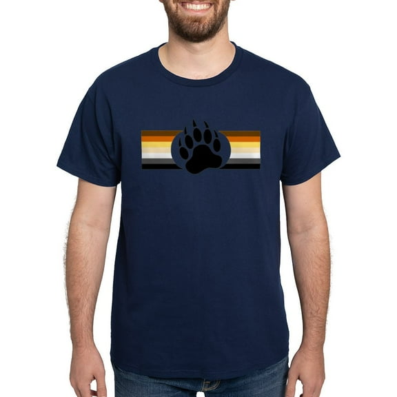 CafePress - Gay Bear Pride Stripes Bear Paw T Shirt - Men's Classic Graphic Cotton T-Shirt