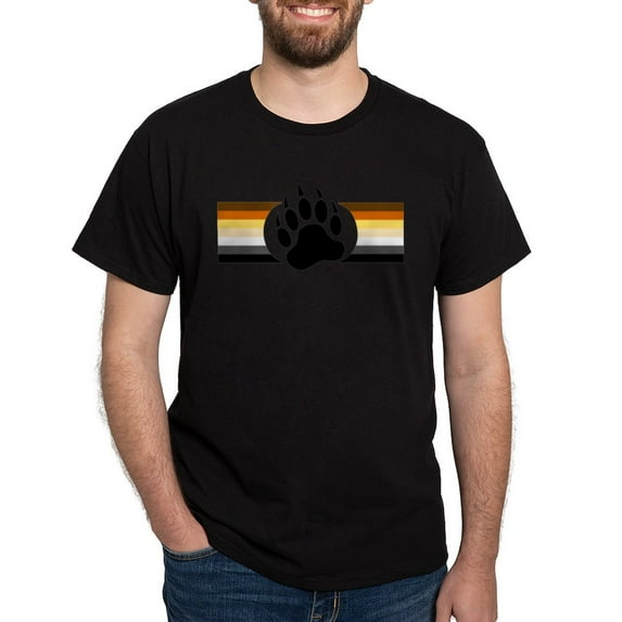 CafePress - Gay Bear Pride Stripes Bear Paw T Shirt - Men's Classic Graphic Cotton T-Shirt