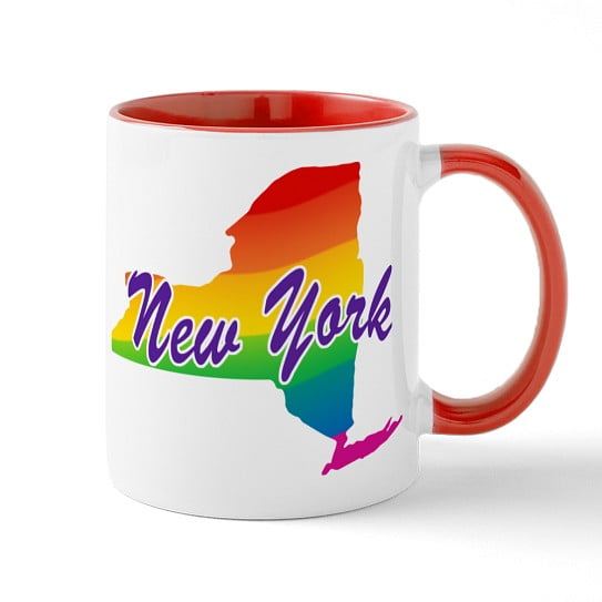 CafePress - Gay Pride Rainbow New York Mug - 11 oz Ceramic Mug - Novelty Coffee Tea Cup