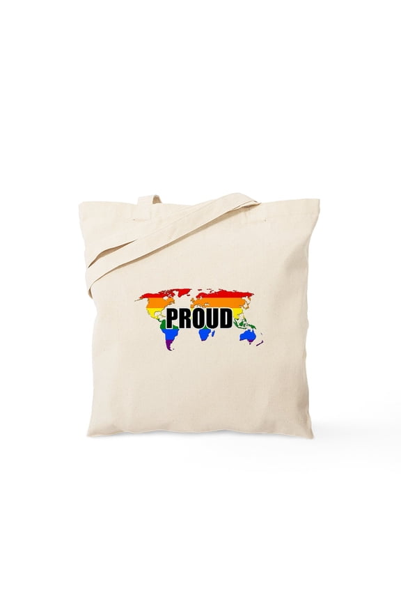 - Gay Pride Worldwide Tote Bag - Unisex Canvas Tote Bag, Beige, 1-Piece