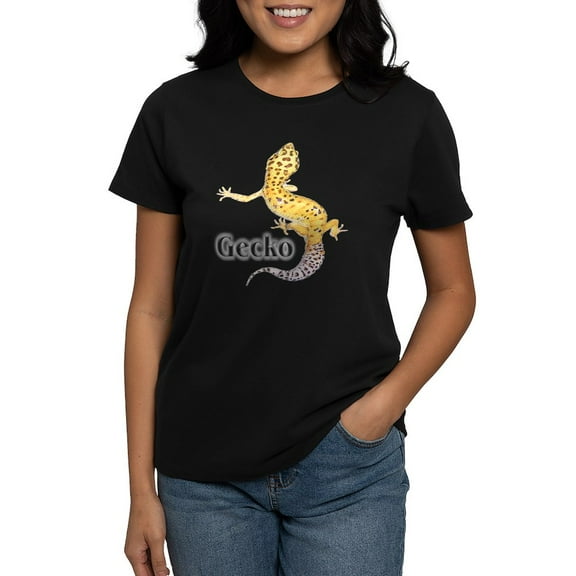 CafePress - Gecko (Black Shirt) T Shirt - Women's Traditional Fit Dark T-Shirt