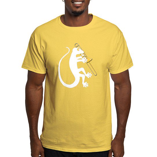 CafePress - Gecko Trombone Dark T Shirt - Men's Classic Cotton T-Shirts