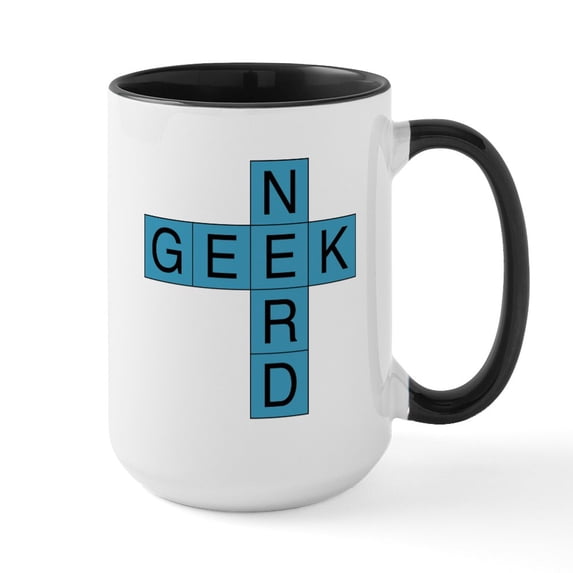 CafePress - Geek Nerd Crosswords - 15 oz Ceramic Large White Novelty Mug