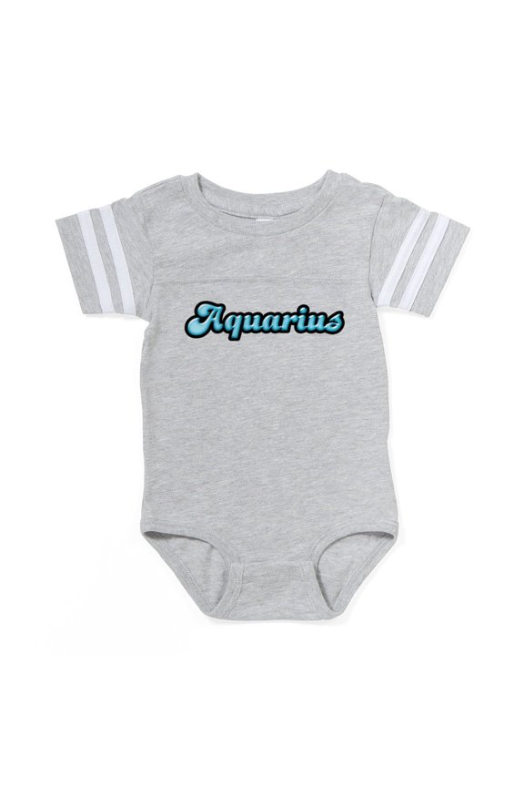 - Gem Zodiac Aquarius Aquamar - Cute Infant Baby Football Bodysuit