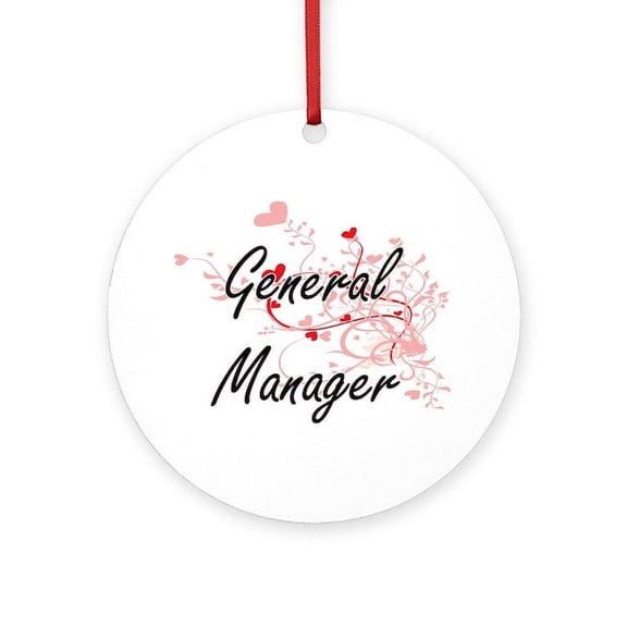 CafePress - General Manager Artistic Job Design -  Round Wood Ornament 4"