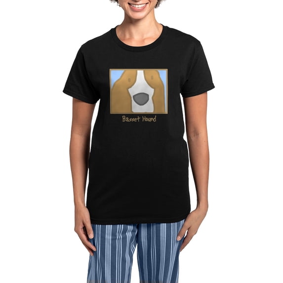 CafePress - Generic_Basset_Black Women's Dark Pajamas - Women's Short Sleeve Print T-Shirt and Pants Dark Cotton Pajama Set