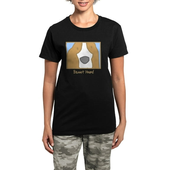 CafePress - Generic_Basset_Black Women's Dark Pajamas - Women's Short Sleeve Print T-Shirt and Pants Dark Cotton Pajama Set